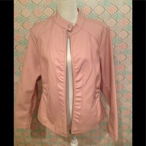 Baccini pink faux leather zip up jacket.